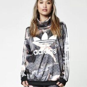 Adidas Originals Rita Ora Kimono Print Sweater Top Pullover Pockets Cowl Neck XS